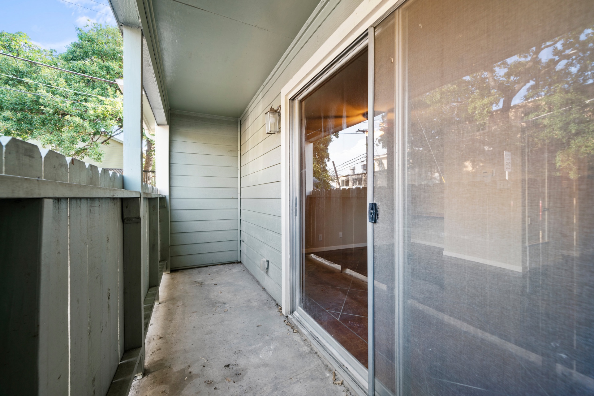 Private covered balcony off the living area
