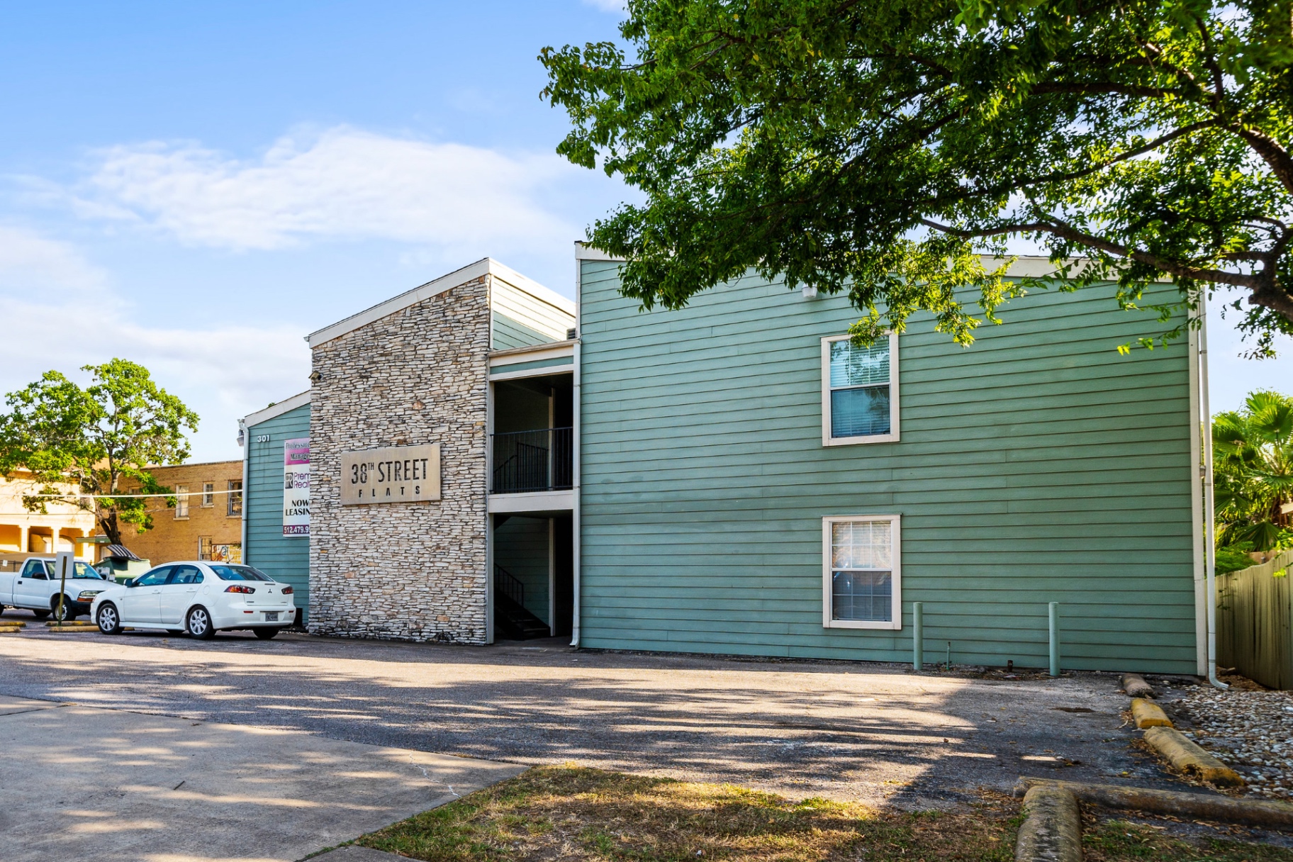 Side view of the building and entry